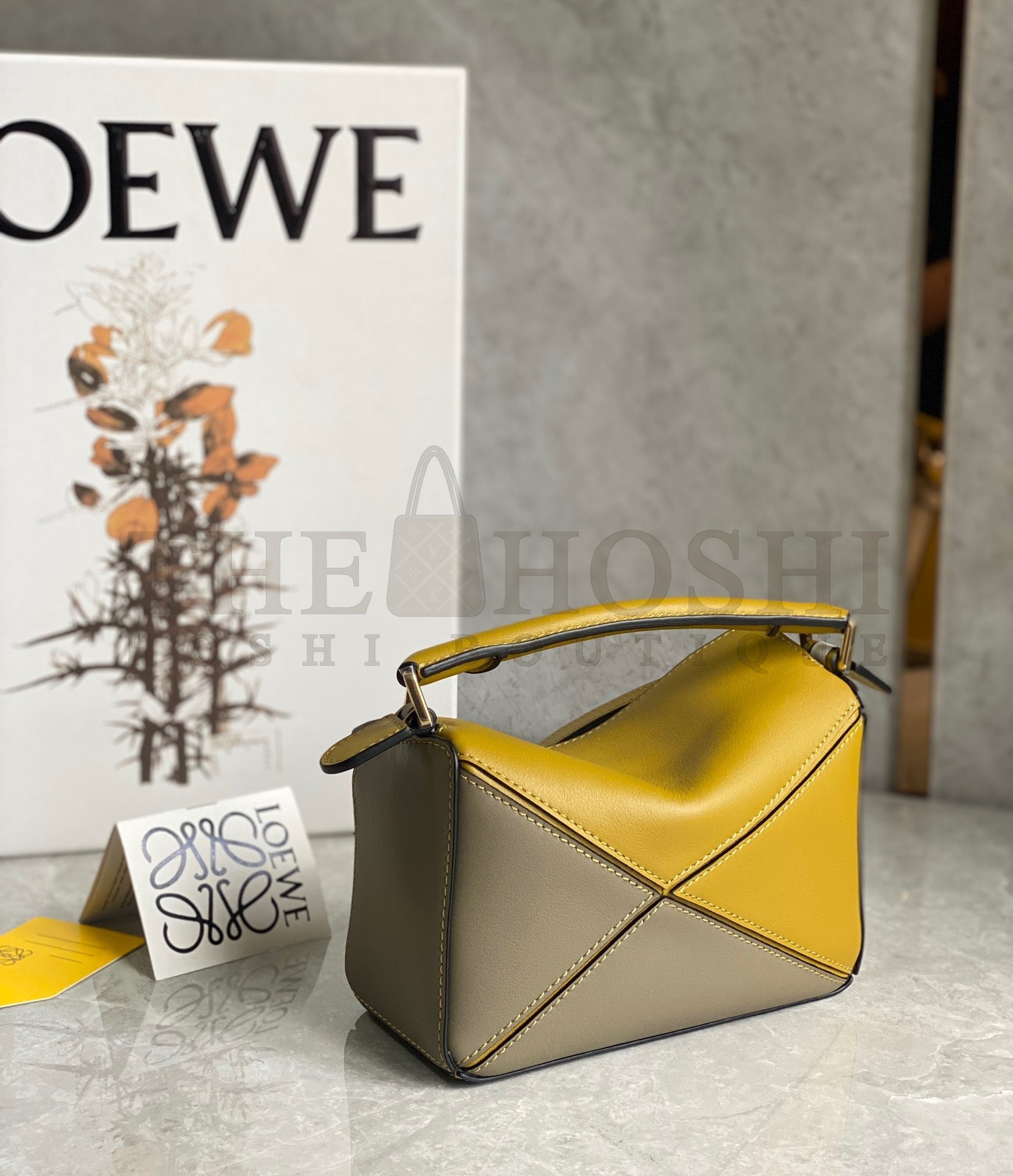 L0ew* Puzzle Mini Bag In Ochre/White/Taupe Calfskin Master Quality