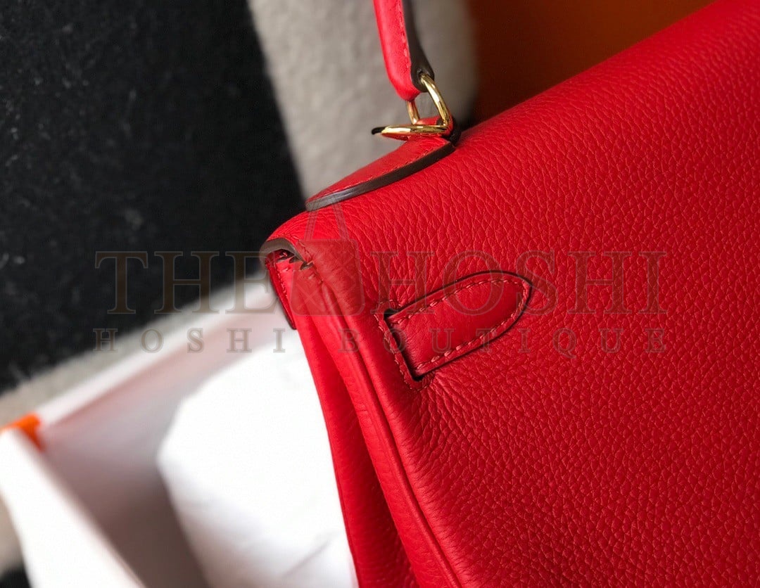 H**me5 Kelly 25cm Retourne Bag in Red Clemence Leather GHW Master Quality