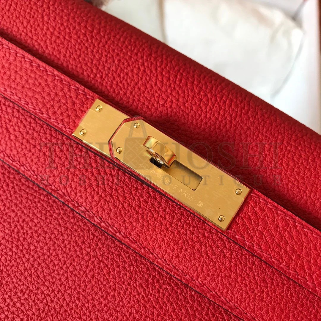 H**me5 Kelly Retourne 28 Handmade Bag In Red Clemence Leather Master Quality