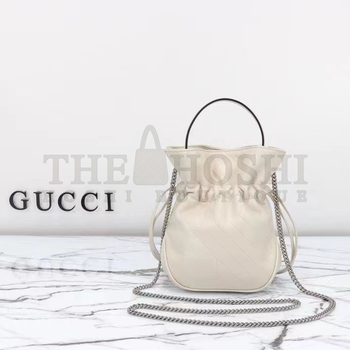 Gvc*1 Women GG Blondie Mini Bucket Bag White Leather Round Interlocking G Master Quality