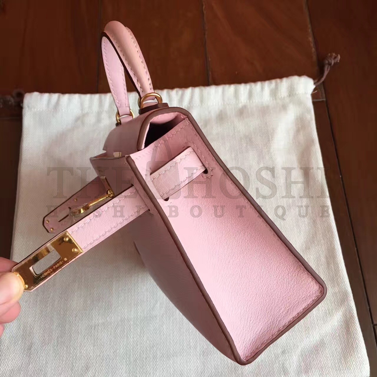 H**me5 Rose Dragee Swift Kelly Mini II Handmade Bag Master Quality