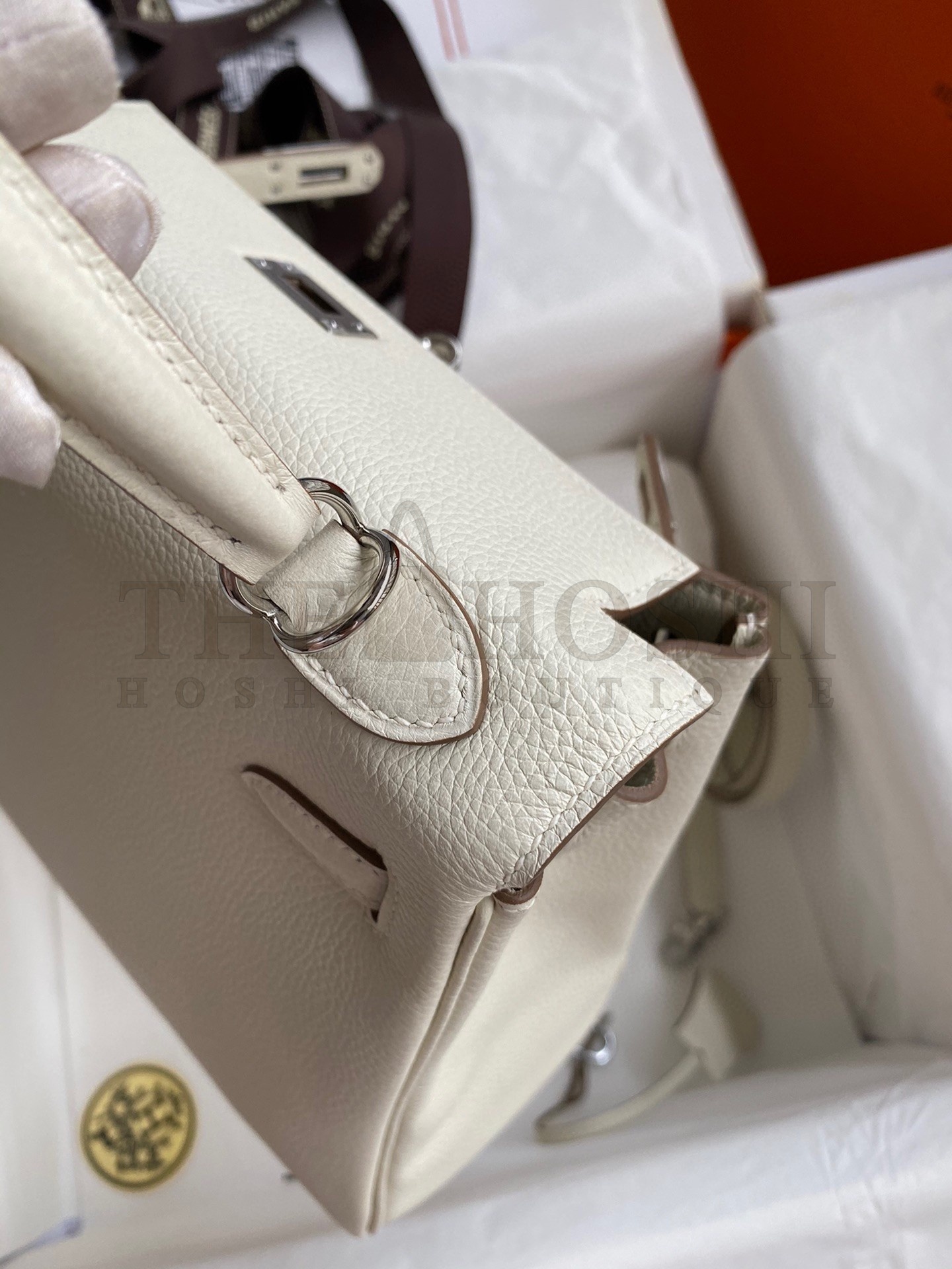 H**me5 Kelly Retourne 25 Handmade Bag In Mushroom Clemence Leather Master Quality