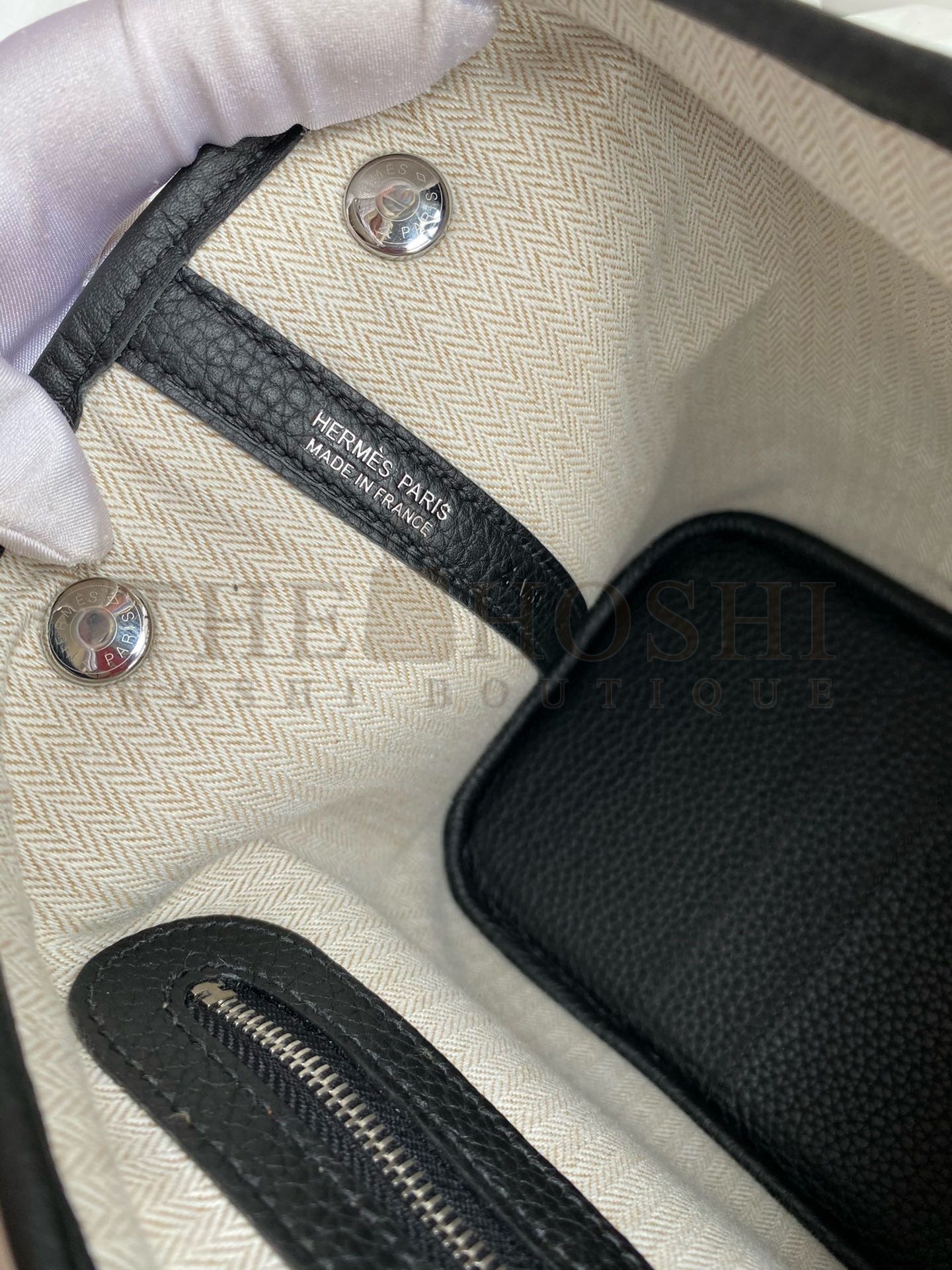 H**me5 Garden Party 30 Handmade Bag in Black Clemence Leather Master Quality