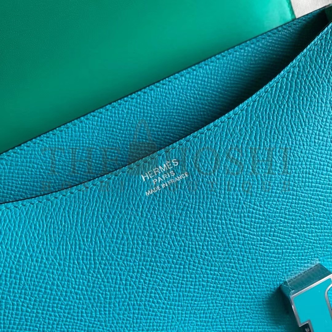 H**me5 Constance Enamel 18 Handmade Bag In Blue Paon Epsom Calfskin Master Quality