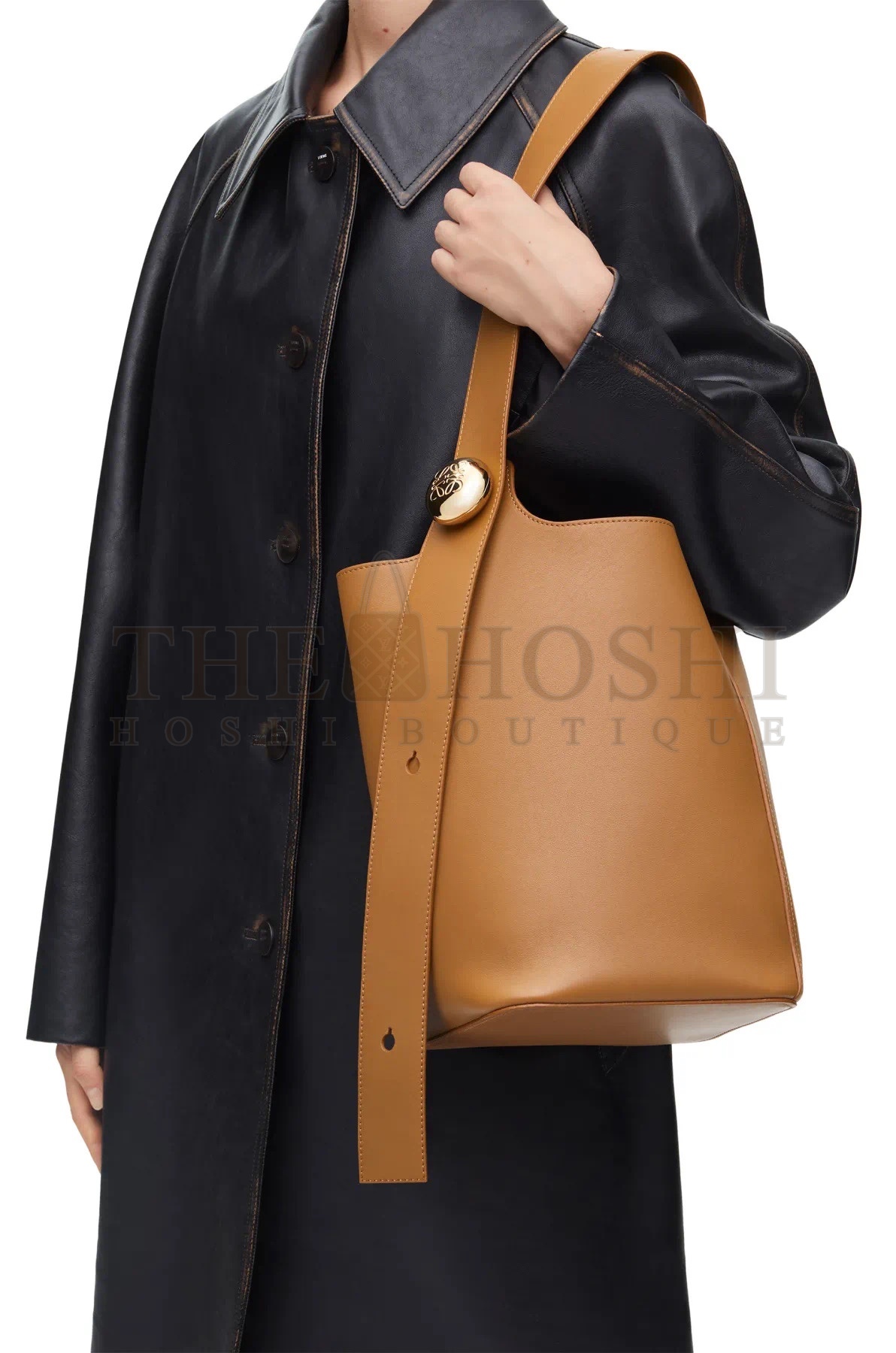 L0ew* real leather bag Natural Pebble Mini Leather Bucket Bag Master Quality