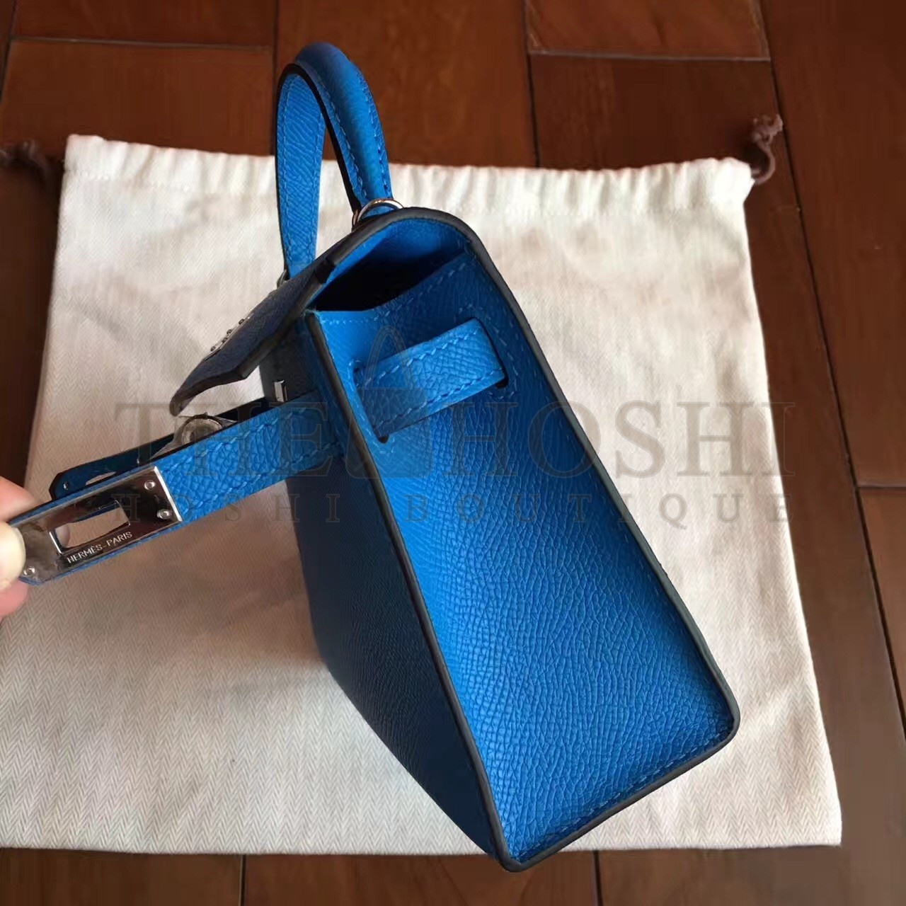 H**me5 Blue Izmir Epsom Kelly Mini II Handmade Bag Master Quality