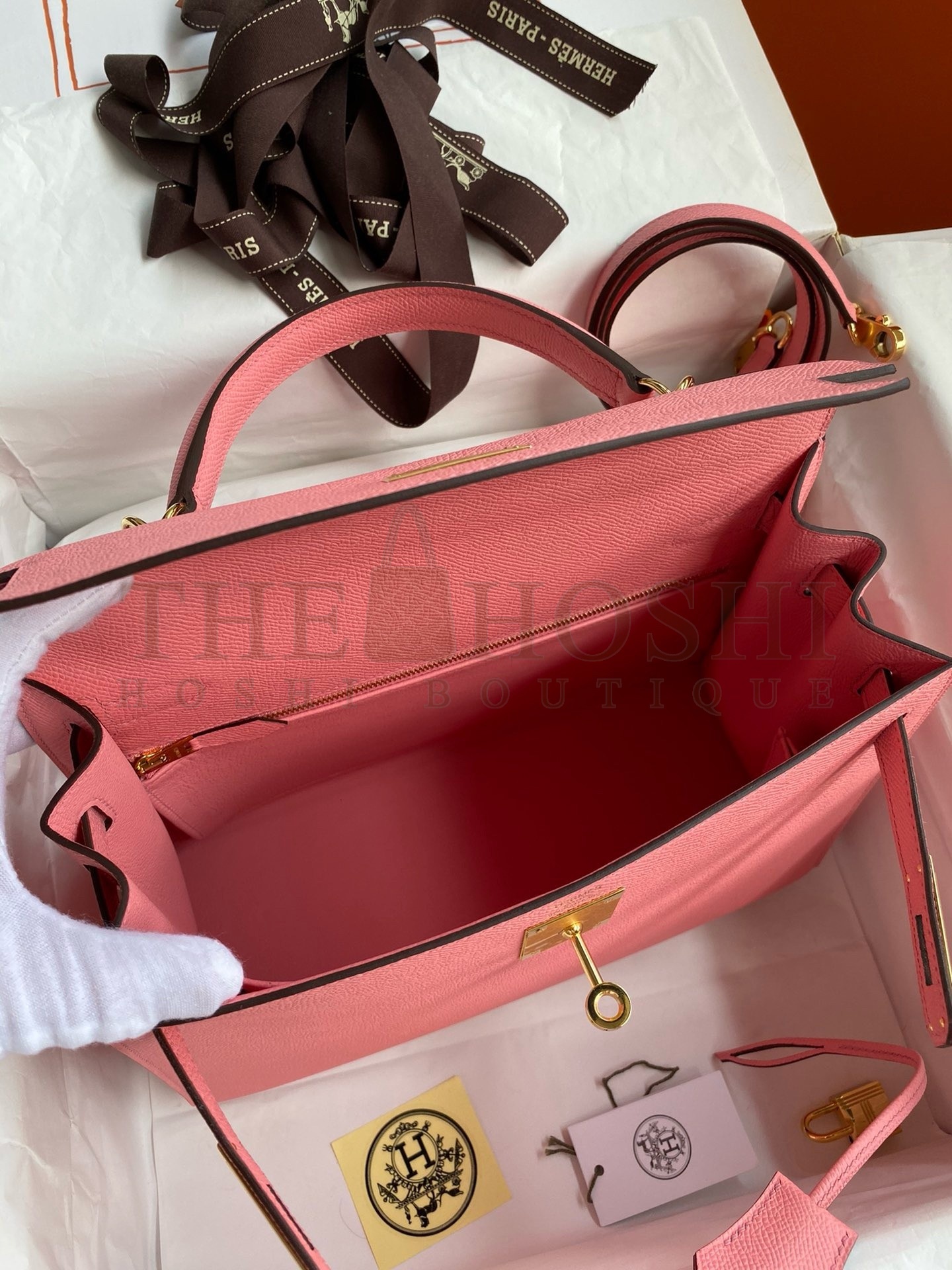 H**me5 Kelly Sellier 32 Handmade Bag In Rose Confetti Epsom Calfskin Master Quality
