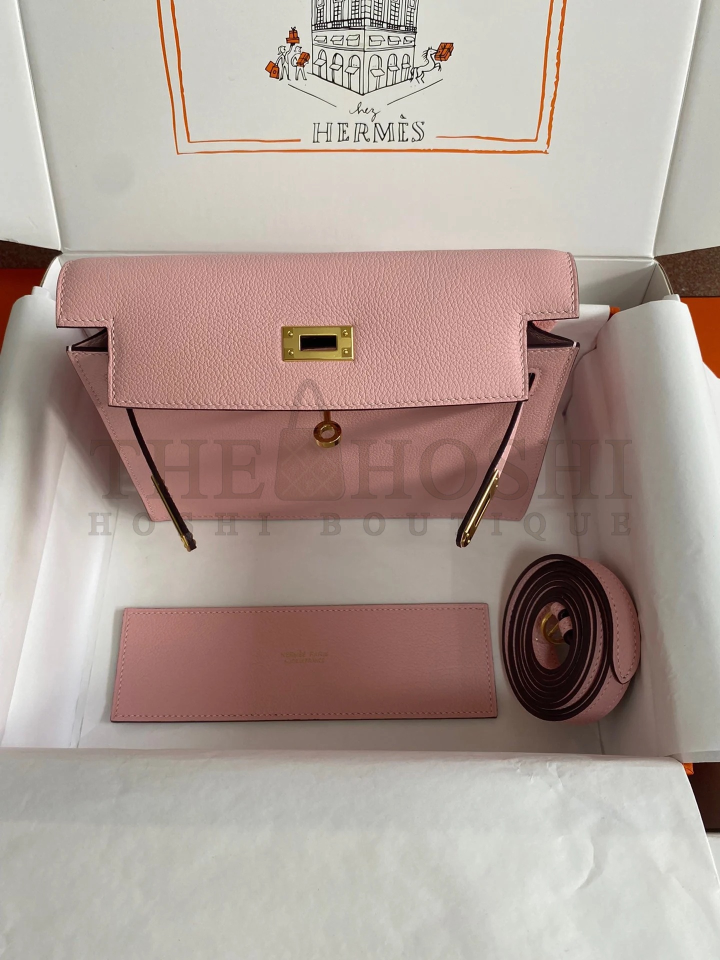 H**me5 Kelly Danse II Handmade Bag In Rose Sakura Evercolor Calfskin Master Quality