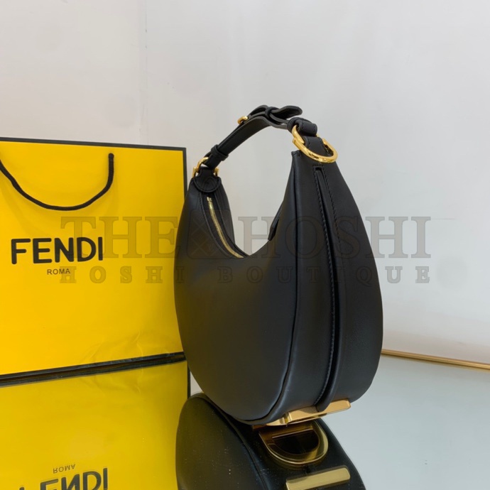 F**di Women F**digraphy Small Black Leather Bag-Black size:24.5 cm Master Quality
