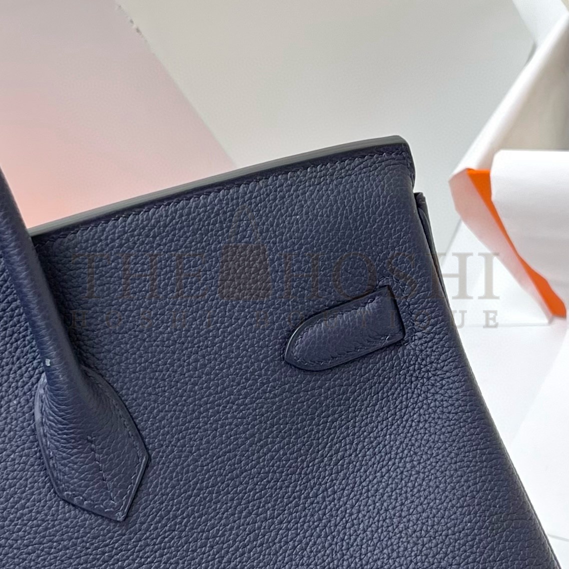 H**me5 Birkin 40 Retourne Handmade Bag In Blue Nuit Clemence Leather Master Quality