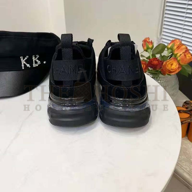 Ch**el Women Sneakers Suede Calfskin Velvet & Grosgrain Black Master Quality