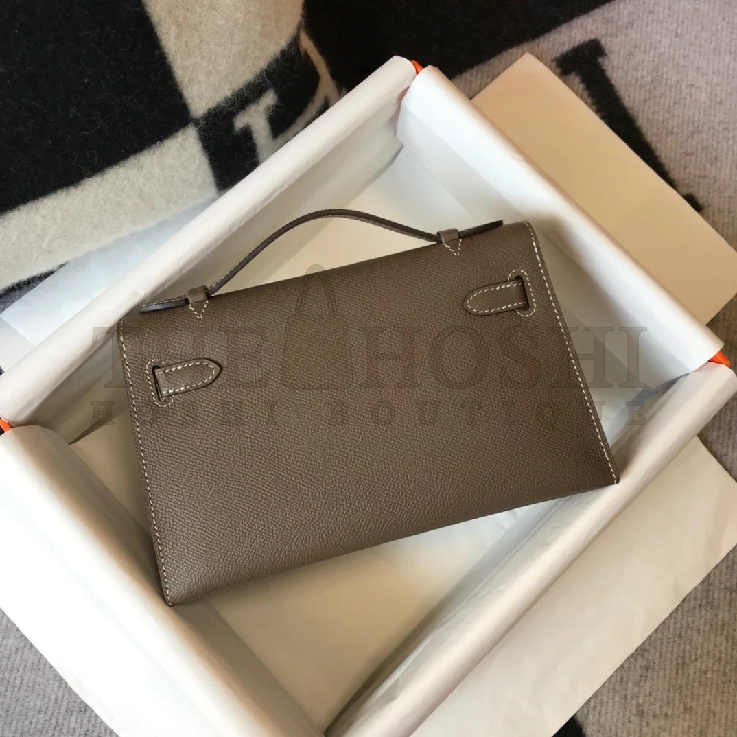 H**me5 Kelly Pochette Clutch Bag In Taupe Epsom Leather Master Quality