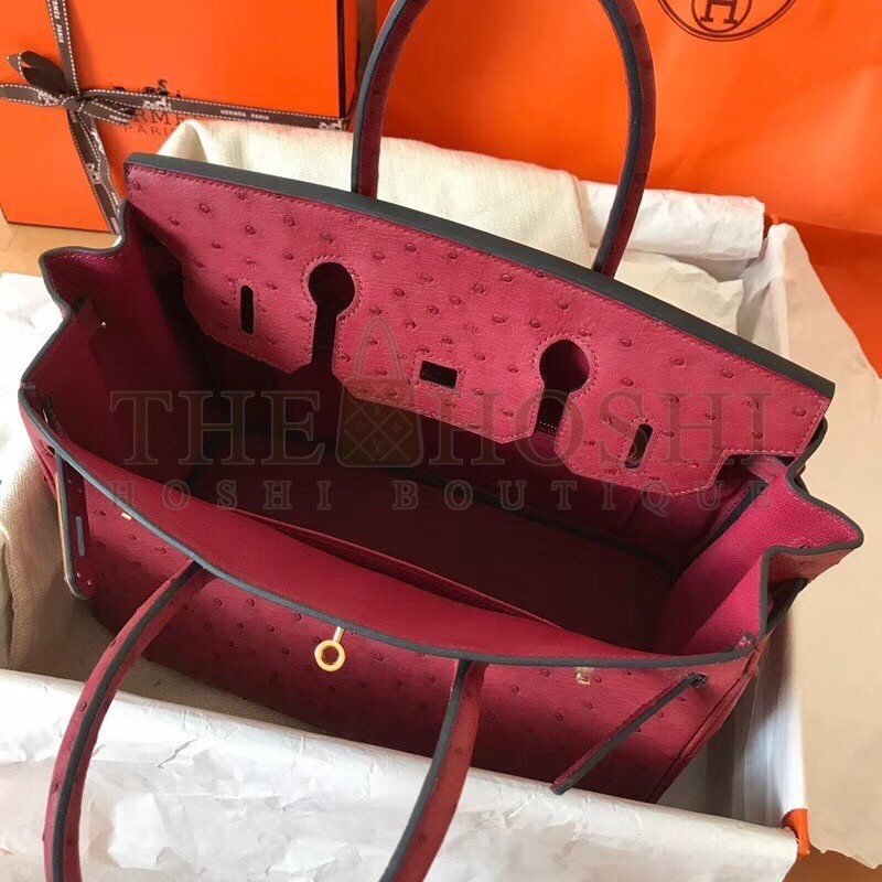 H**me5 Ruby Birkin 30cm Ostrich Handmade Bag Master Quality