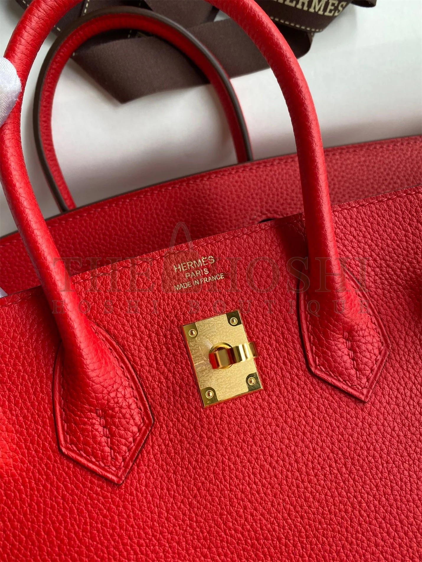 H**me5 Birkin 25 Retourne Handmade Bag In Red Clemence Leather Master Quality