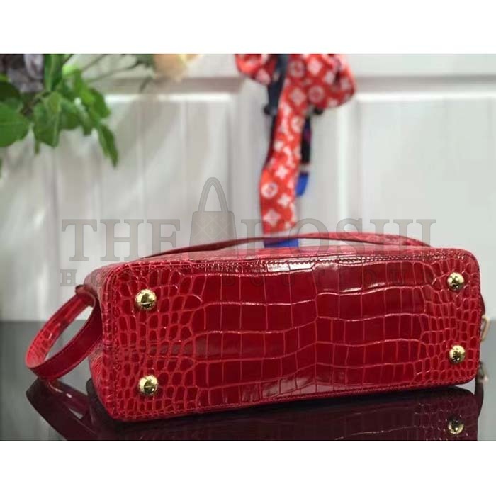 L0vis Vvtt0n LV Women Capucines MM Handbag Red Crocodilien Brillant Savoir Faire Master Quality