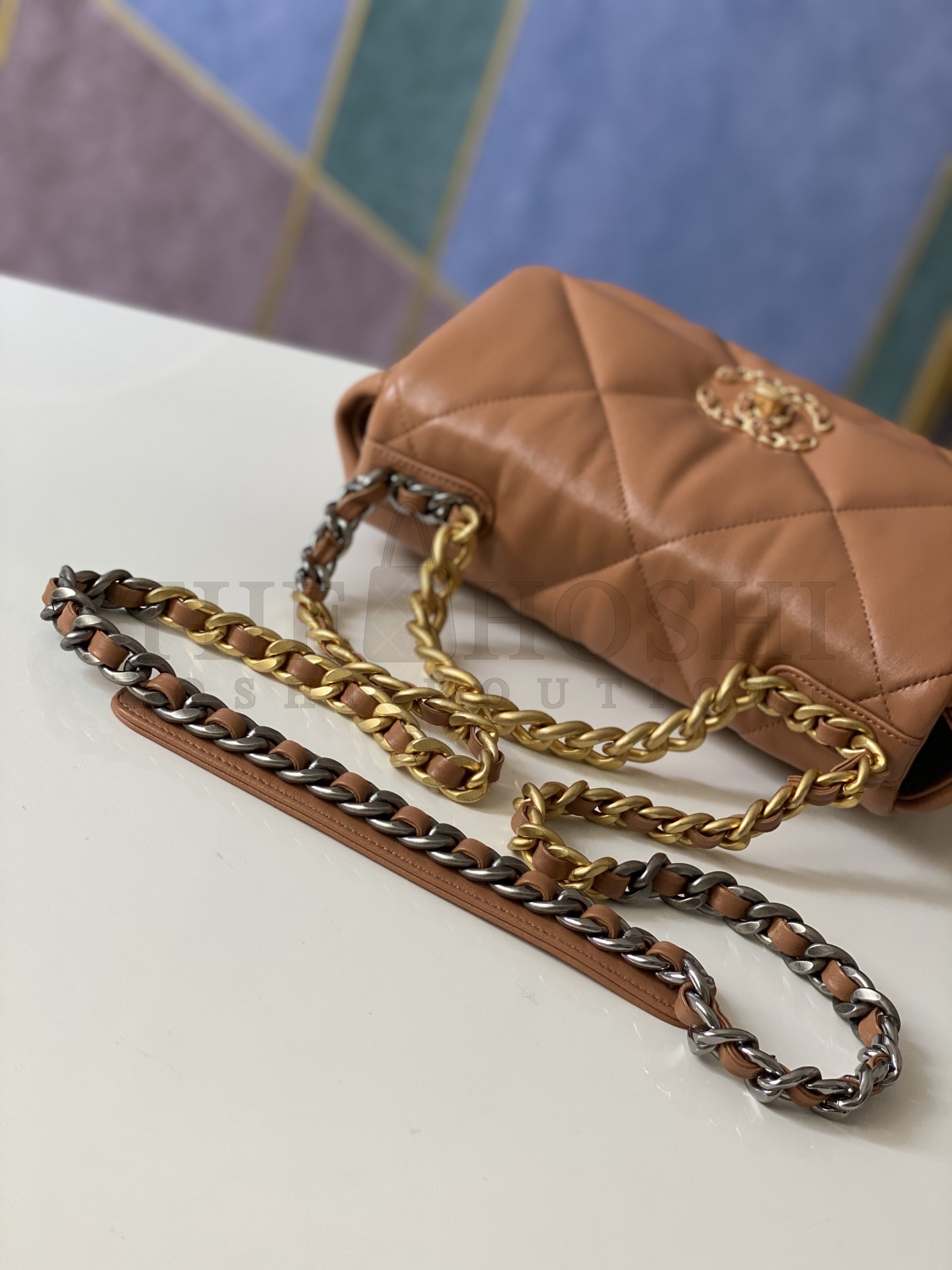 Ch**el Women Ch**el 19 Flap Bag Lambskin Gold Silver-Tone Ruthenium-Finish Metal Brown Master Quality