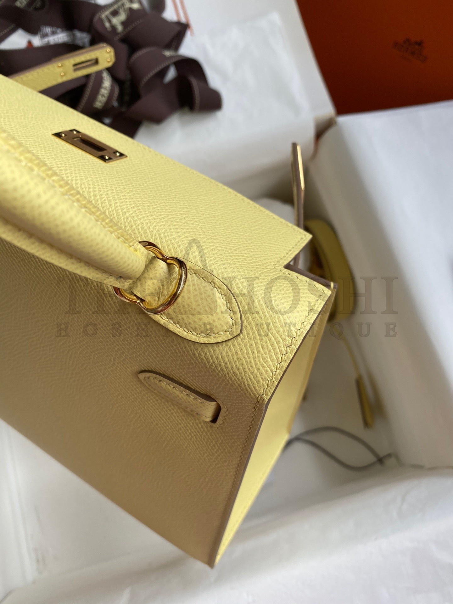 H**me5 Epsom Kelly 25cm Sellier Handmade Jaune Poussin Bag Master Quality