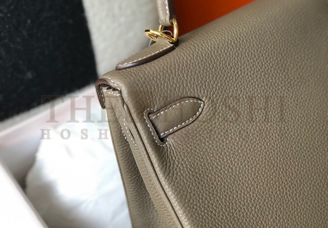 H**me5 Kelly 28cm Retourne Bag in Taupe Clemence Leather GHW Master Quality