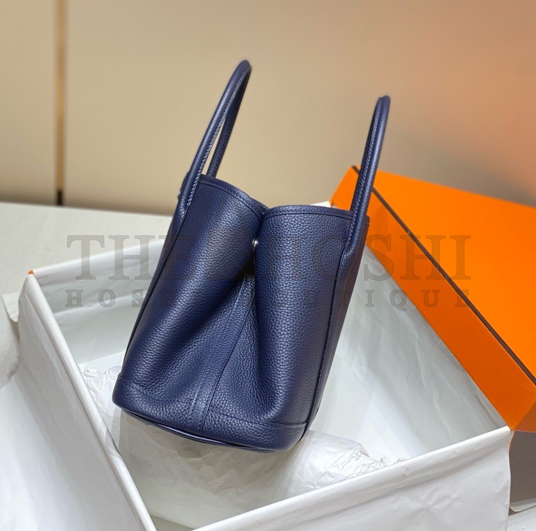 H**me5 Garden Party 30 Bag In Blue Saphir Taurillon Leather Master Quality