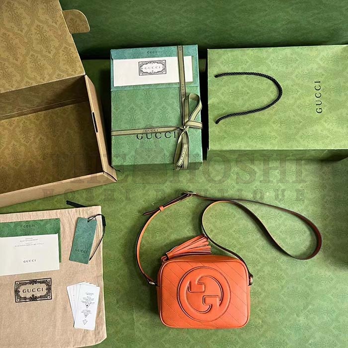 Gvc*1 Women GG Blondie Small Shoulder Bag Orange Leather Round Interlocking G Master Quality