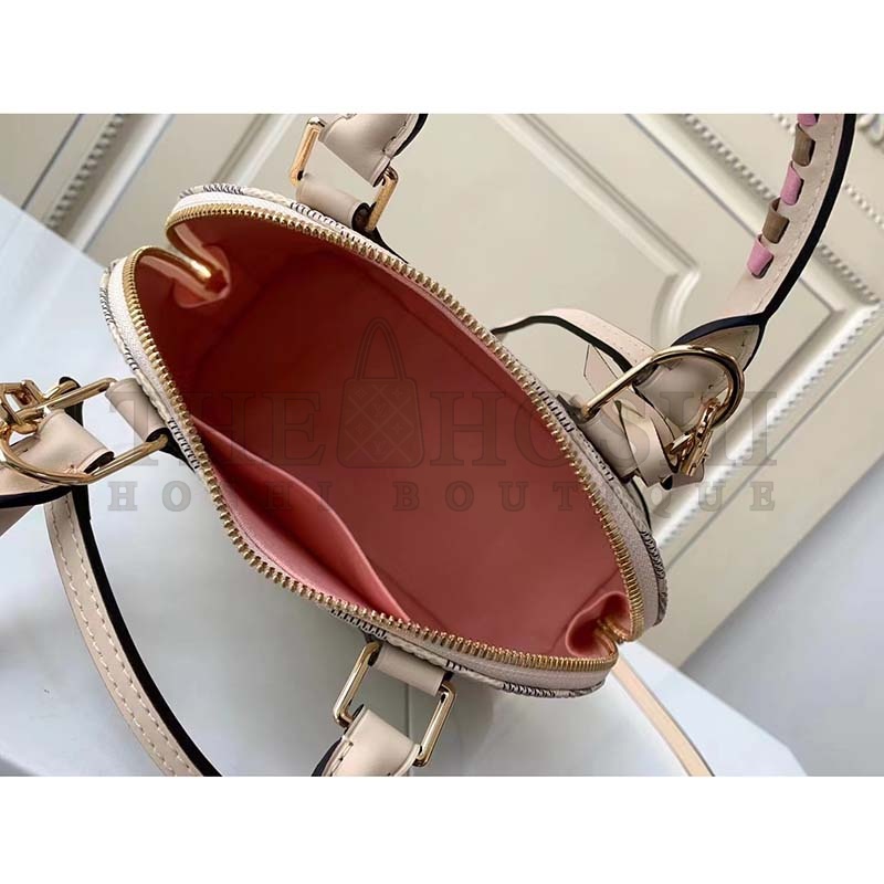 L0vis Vvtt0n LV Women Alma BB Handbag Beige Damier Azur Coated Canvas Master Quality