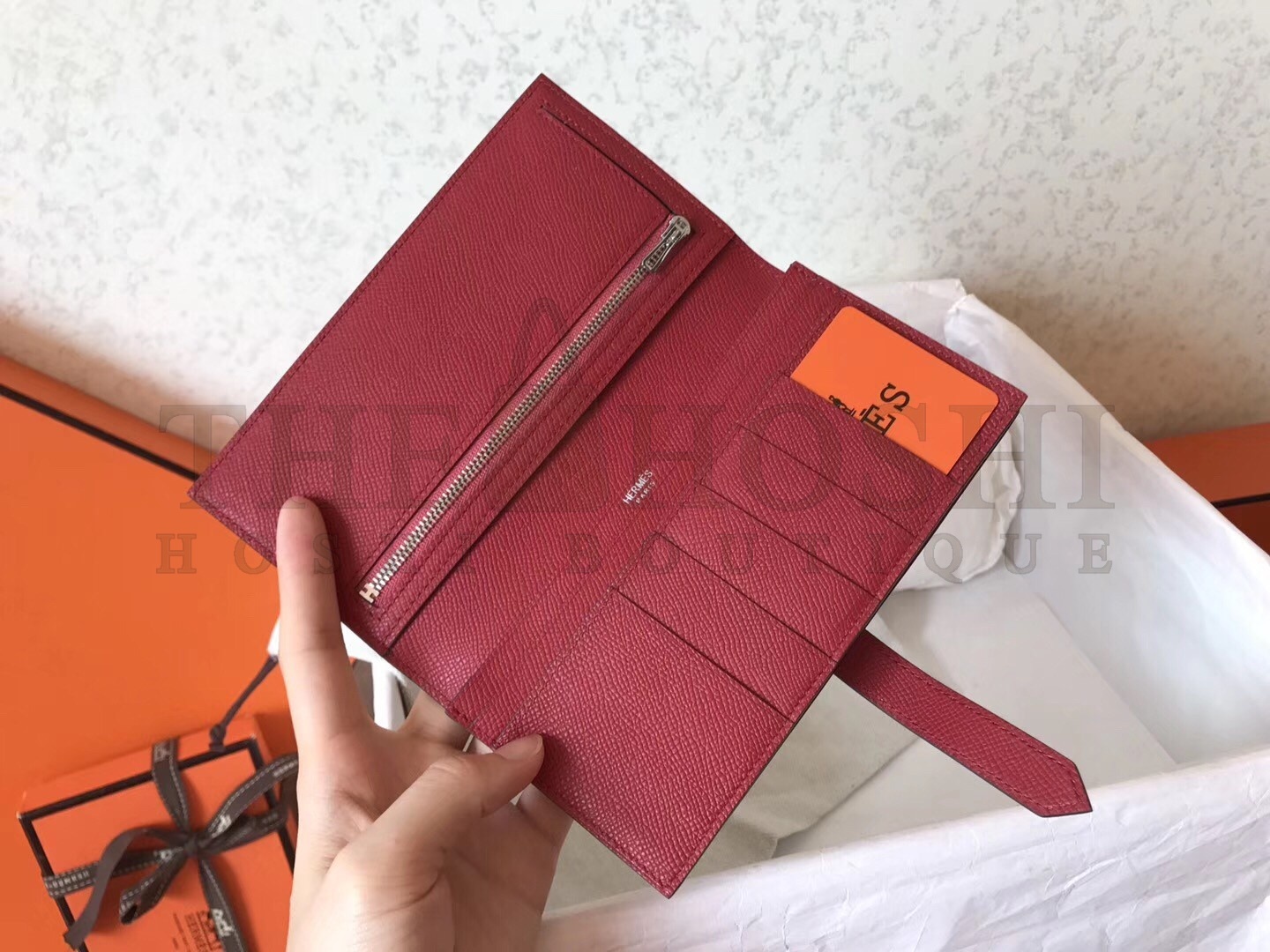 H**me5 Bi-Color Epsom Bearn Wallet Black/Ruby Master Quality