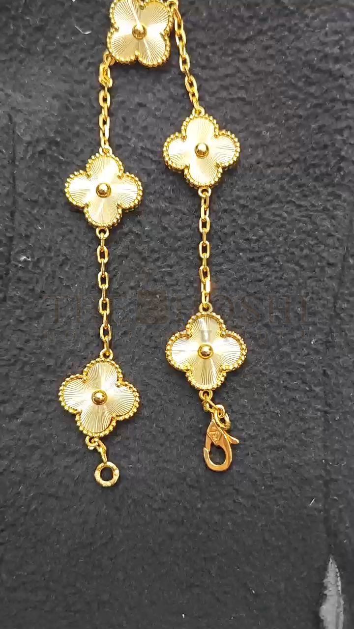V*n Cl**f Dupe, Gold Clover Bracelet Dupe, Vintage Alhambra bracelet, 5 motifs Master Quality