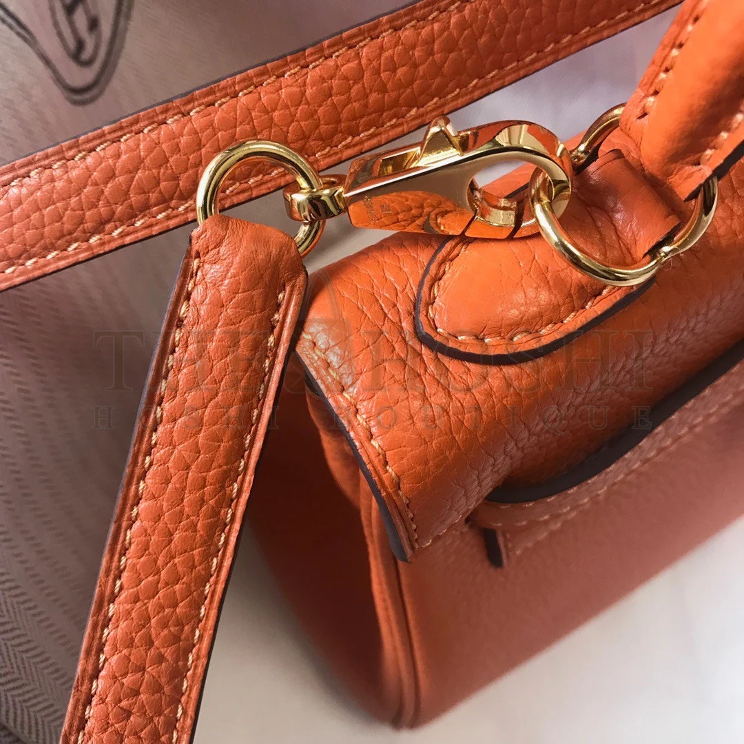 H**me5 Kelly 20cm Bag In Orange Clemence Leather GHW Master Quality