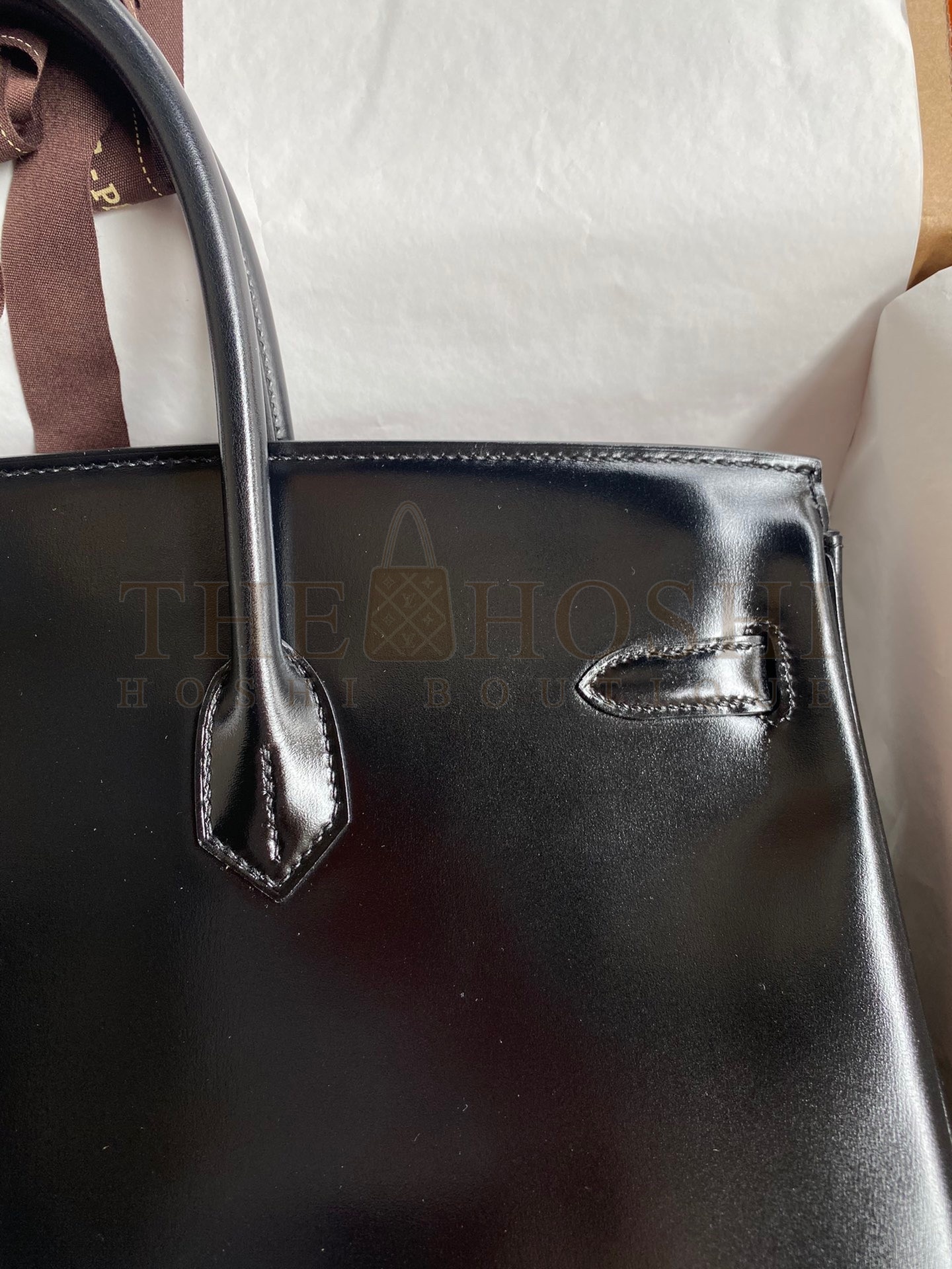 H**me5 Birkin 40 Retourne Handmade Bag In Black Box Calfskin Master Quality