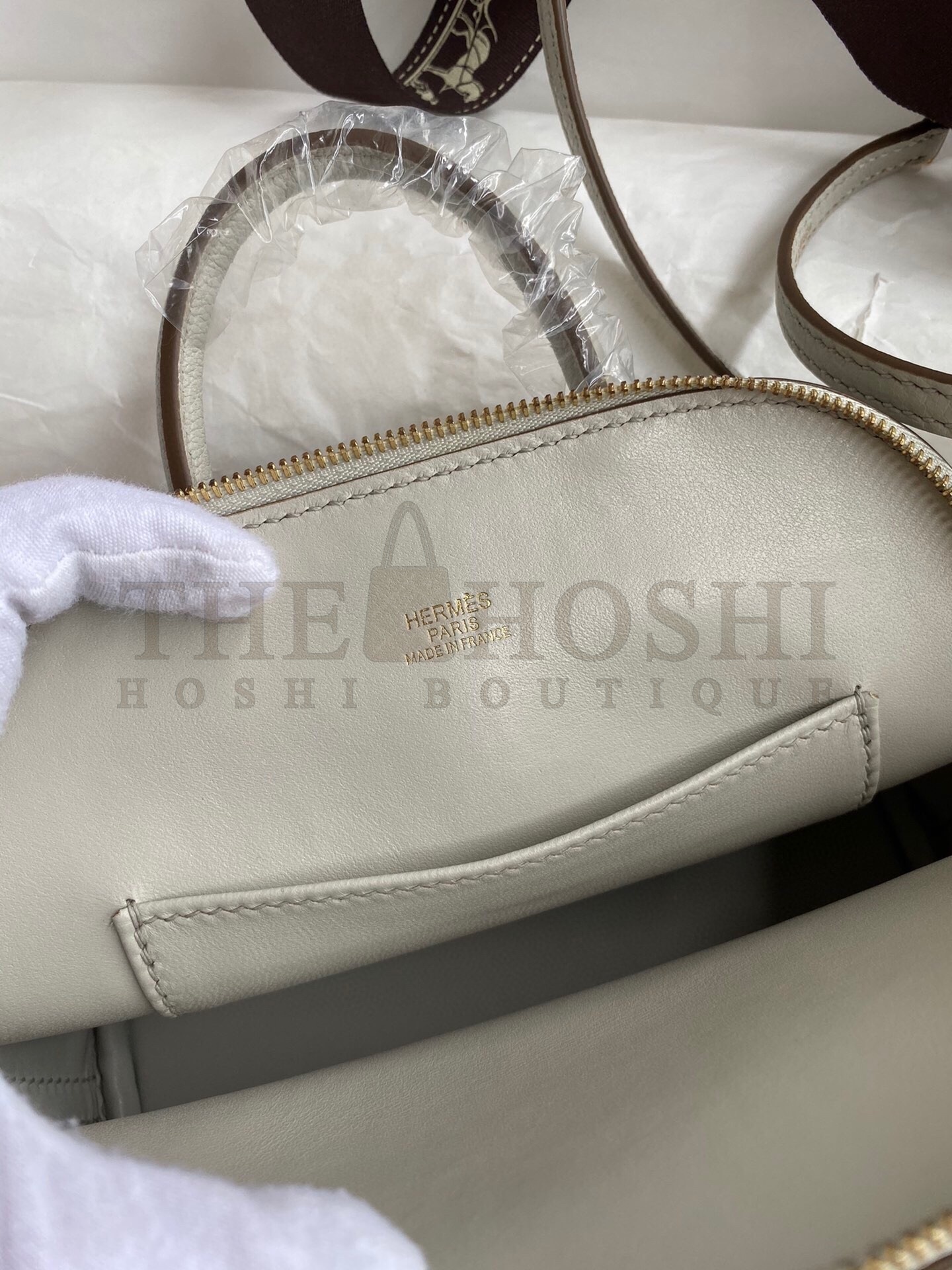 H**me5 Bolide 1923 Mini Handmade Bag In Pearl Grey Chevre Mysore Leather Master Quality