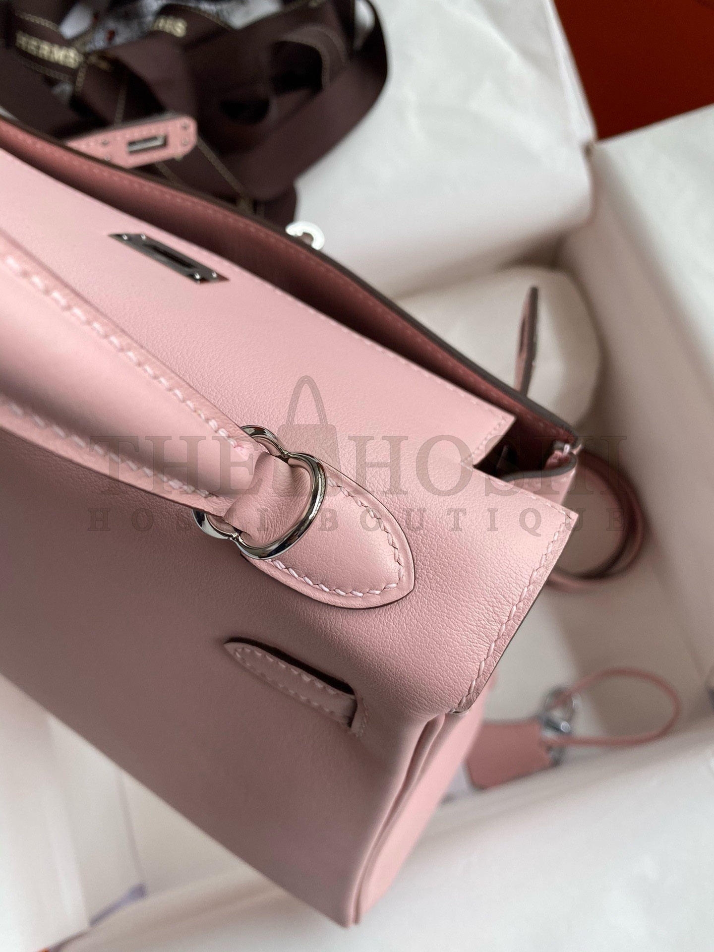 H**me5 Kelly Retourne 25 Handmade Bag In Rose Sakura Swift Calfskin Master Quality