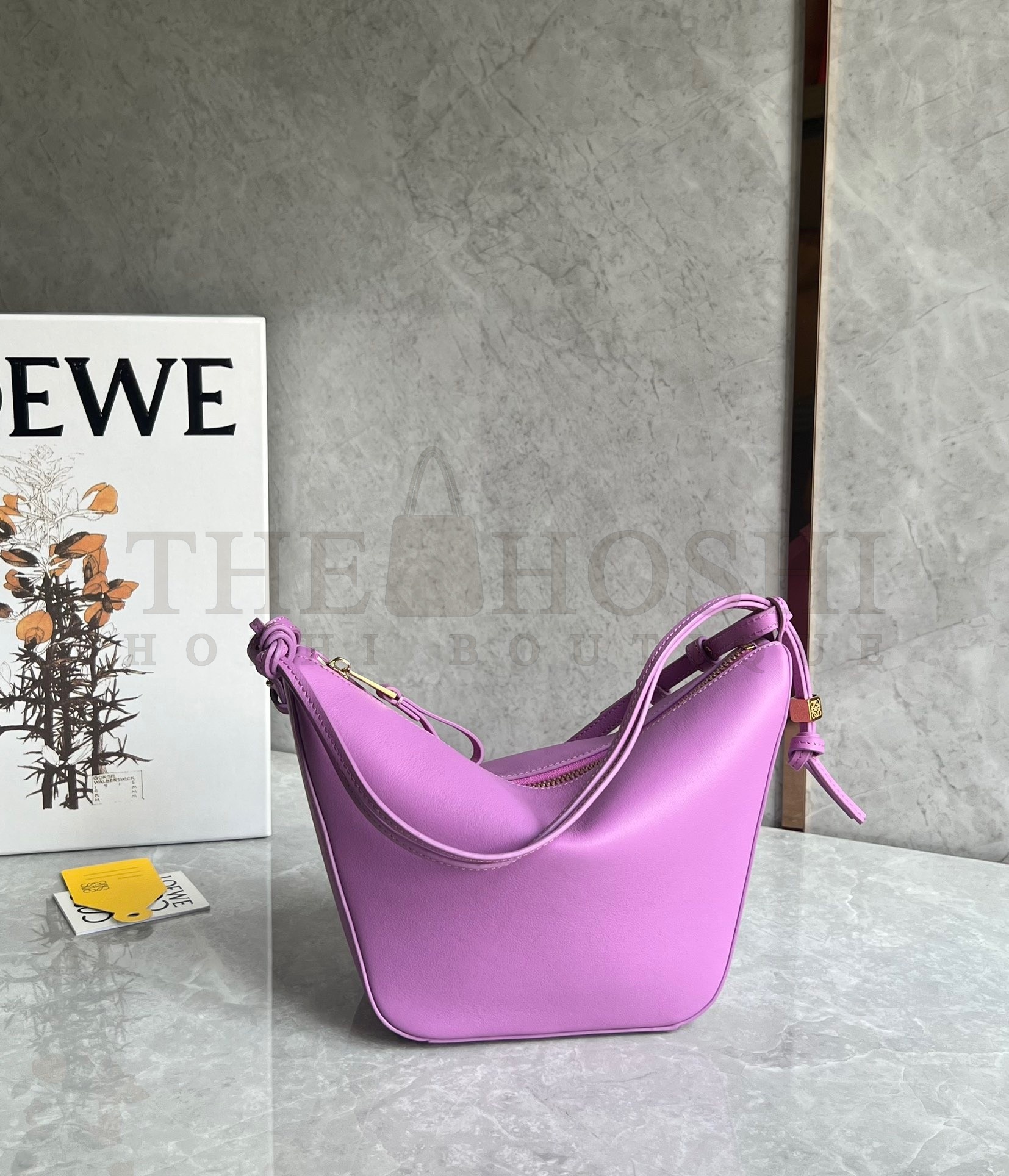 L0ew* Mini Hammock Hobo Bag in Rockrose Calfskin Master Quality