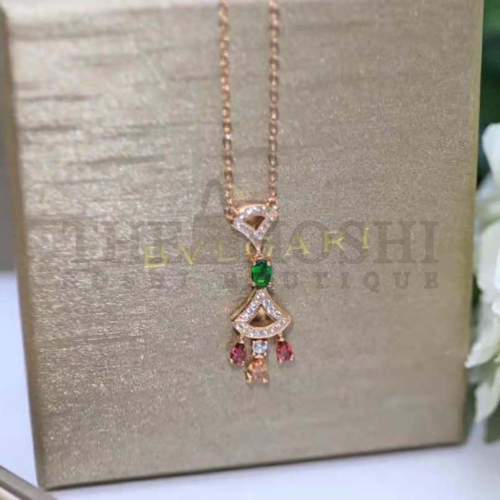 Bv1g*ai Women Divas Dream Necklace 18 KT Rose Gold Master Quality