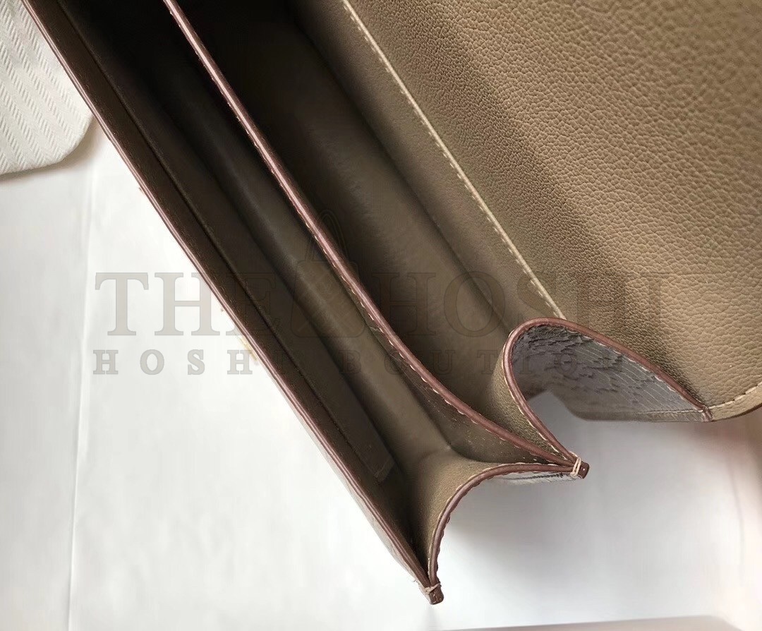 H**me5 Constance 18cm Bag In Taupe Embossed Crocodile Master Quality