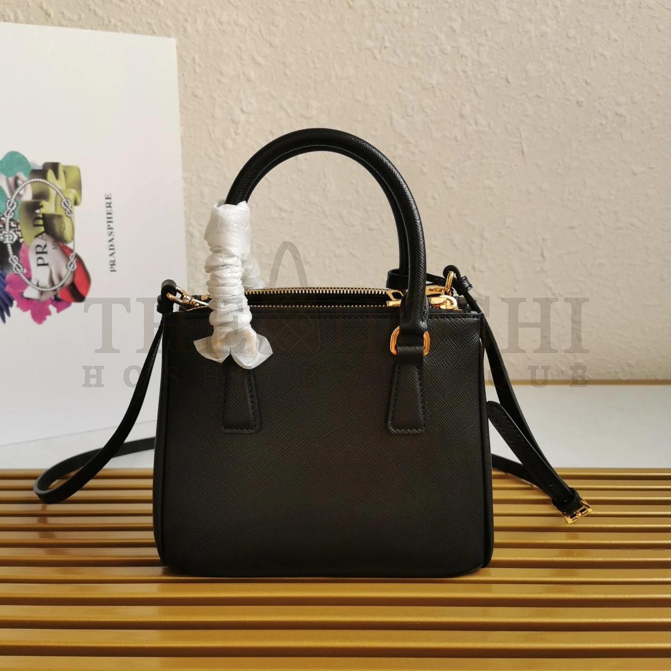 Pra*a Mini Galleria Bag In Black Saffiano Leather Master Quality