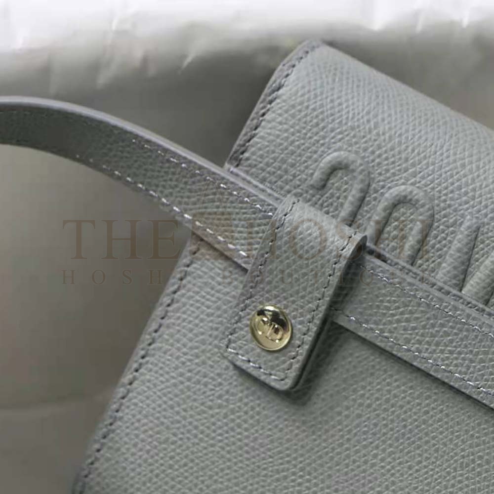 D10r Women 30 Montaigne 2-in-1 Pouch Stone Grained Calfskin-Silver Master Quality