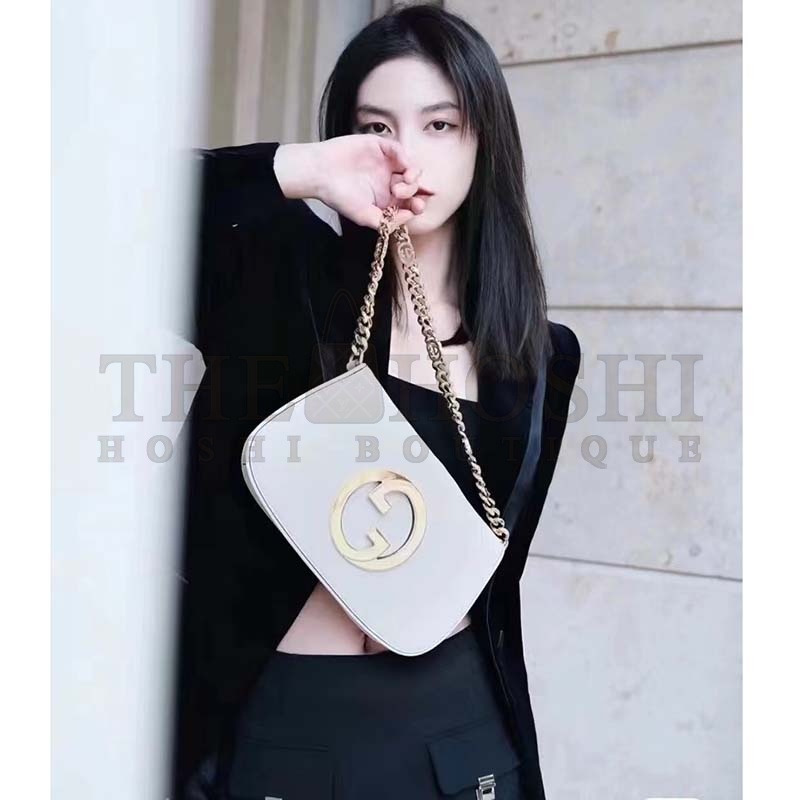 Gvc*1 Women GG Blondie Shoulder Bag White Leather Round Interlocking G Master Quality