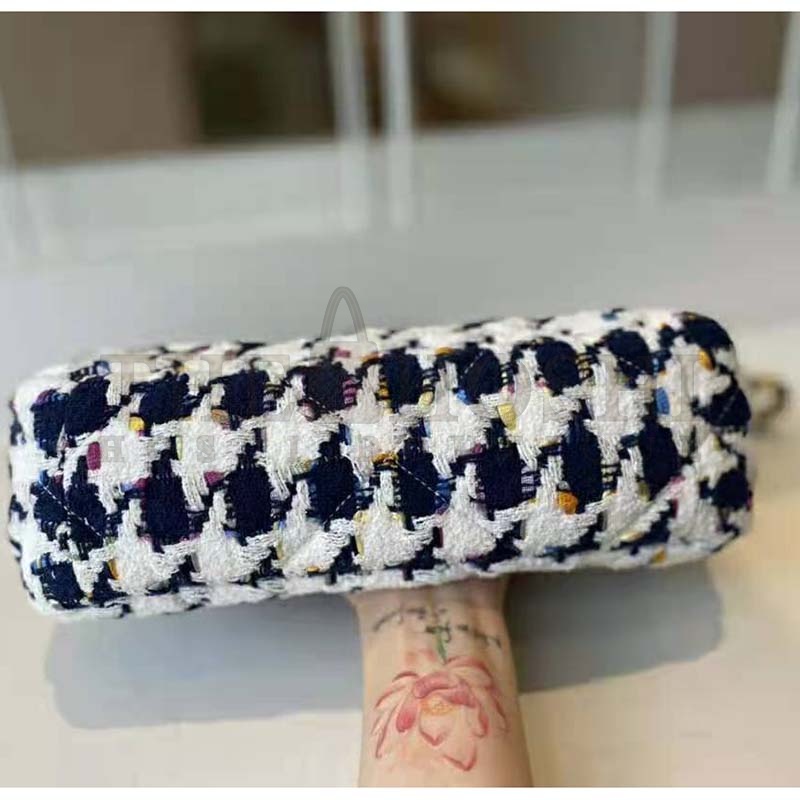 Ch**el Women 19 Flap Bag Tweed Gold Silver-Tone Ruthenium-Finish Metal Ecru Navy Blue Multicolor Master Quality