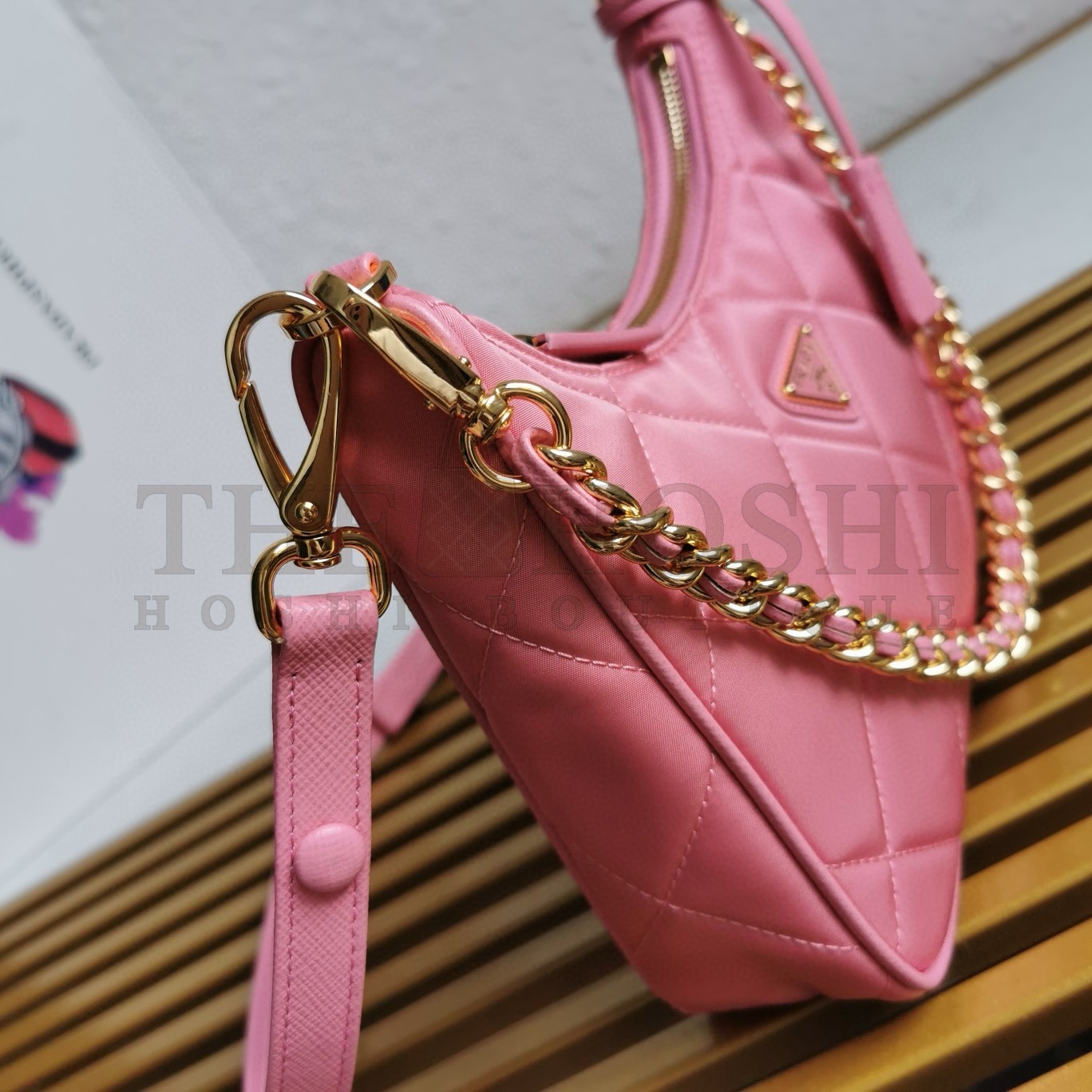 Pra*a Re-Edition 1995 Chaine Mini Bag in Pink Re-Nylon Master Quality