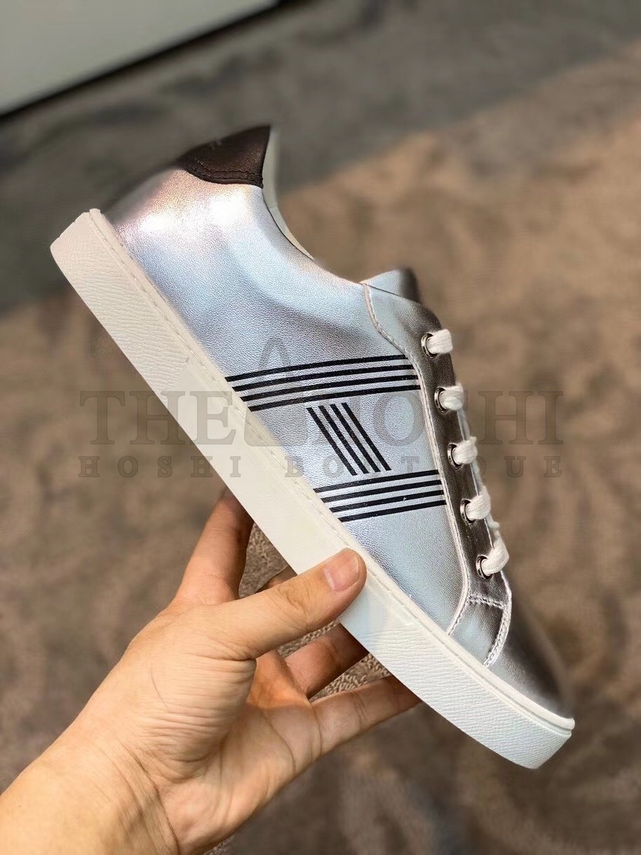 H**me5 Avantage Sneakers In Grey Metallic Leather Master Quality