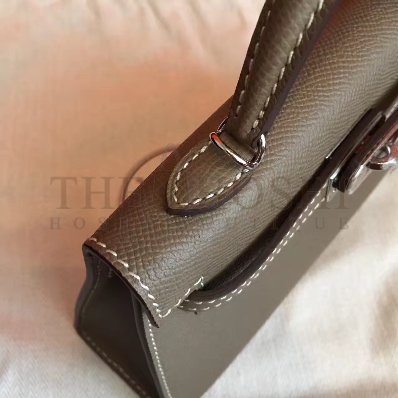 H**me5 Taupe Epsom Kelly Mini II Handmade Bag Master Quality