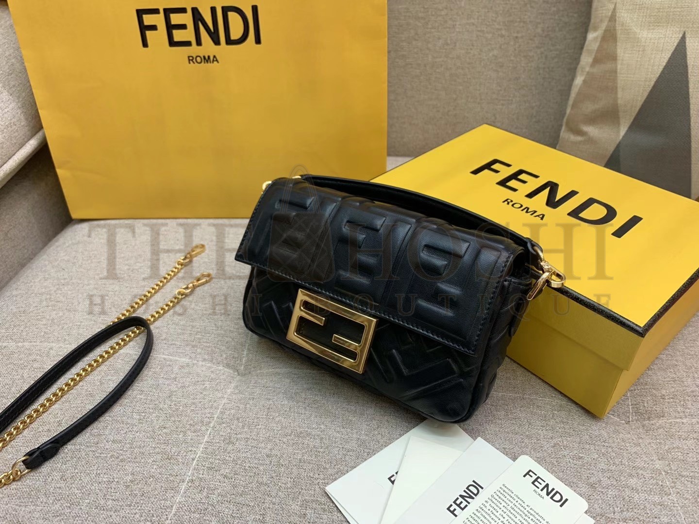 F**di Small Baguette Bag In Black FF Nappa Leather Master Quality