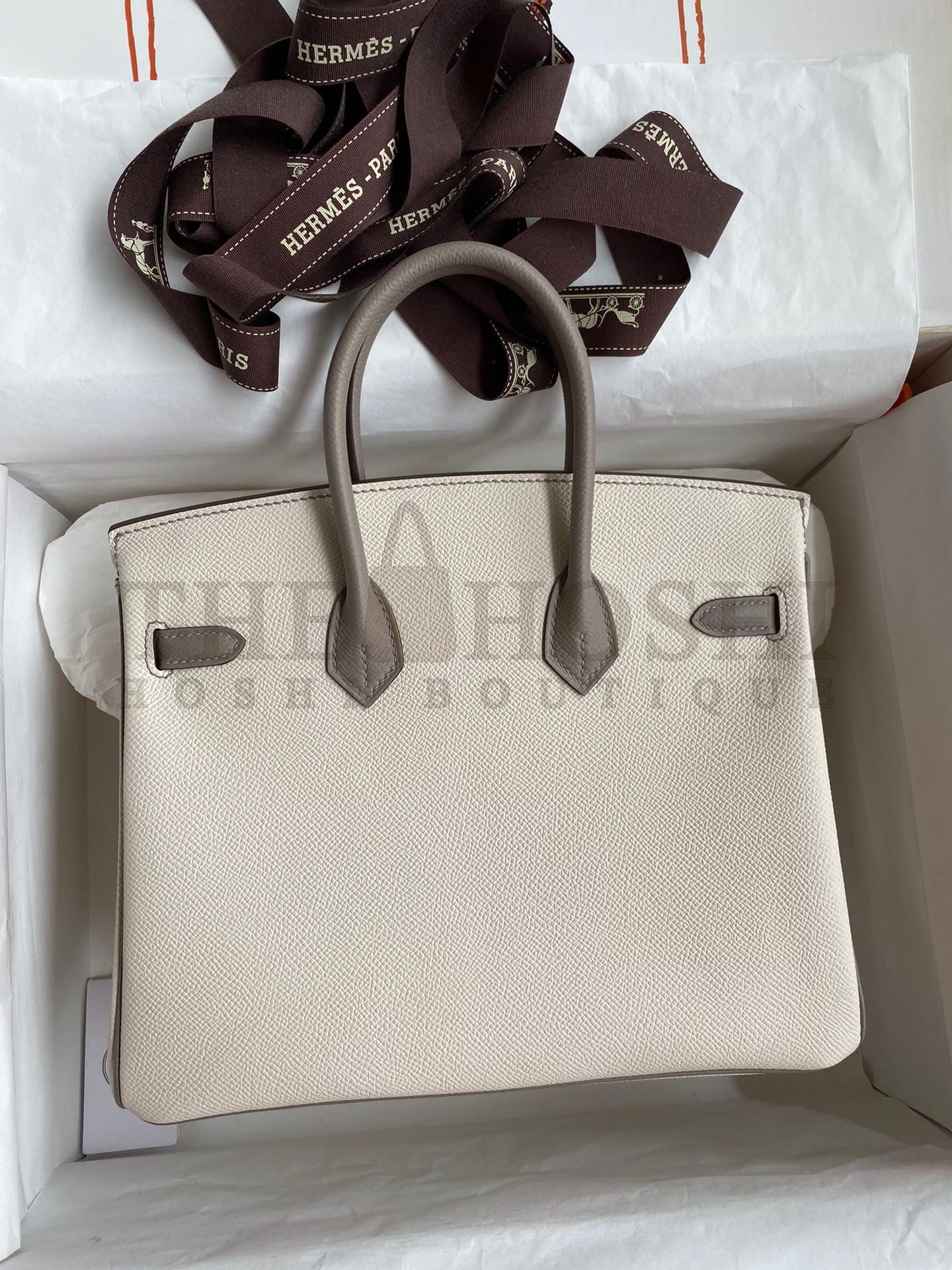 H**me5 HSS Birkin 25 Bicolor Bag in Craie and Gris Asphalt Epsom Calfskin Master Quality
