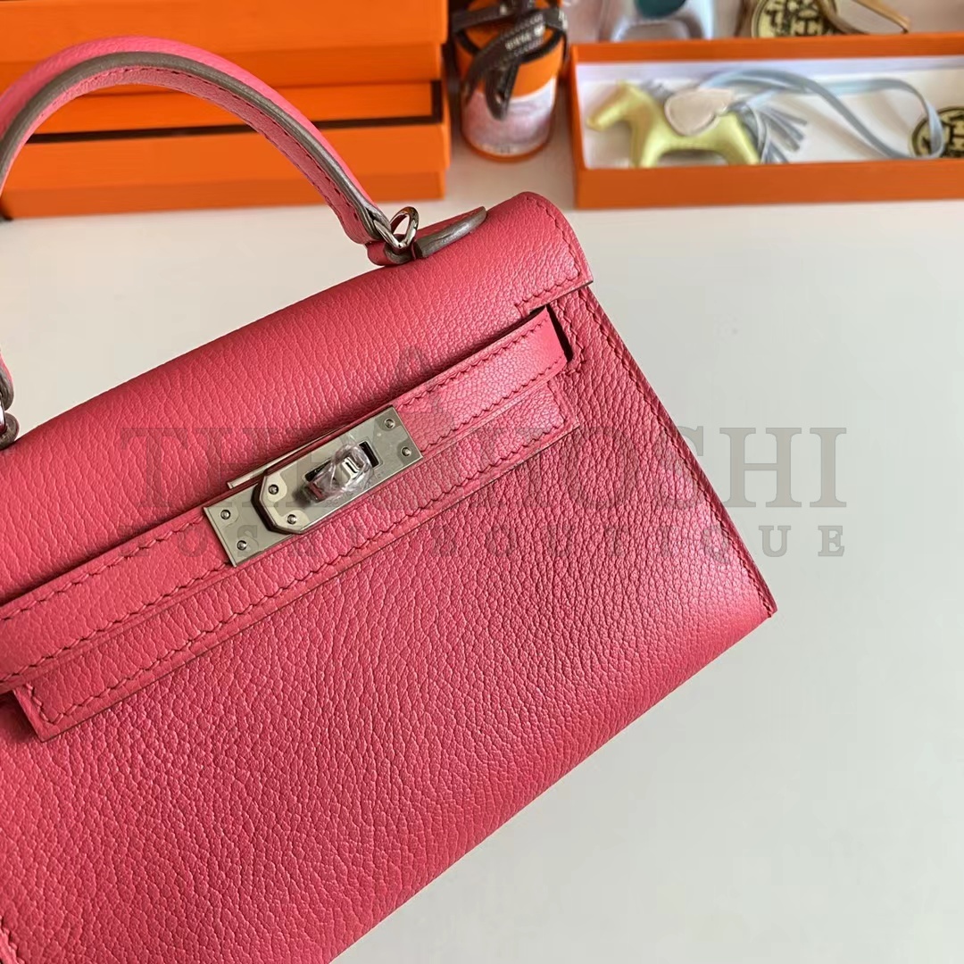 H**me5 Women Mini Kelly 20 Bag Epsom Leather Silver Hardware-Rose Master Quality