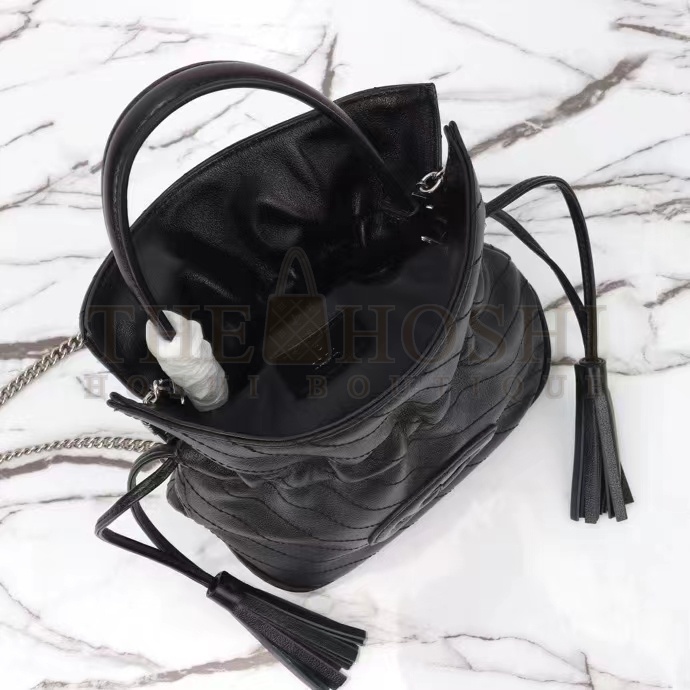 Gvc*1 Women GG Blondie Mini Bucket Bag Black Leather Round Interlocking G Master Quality