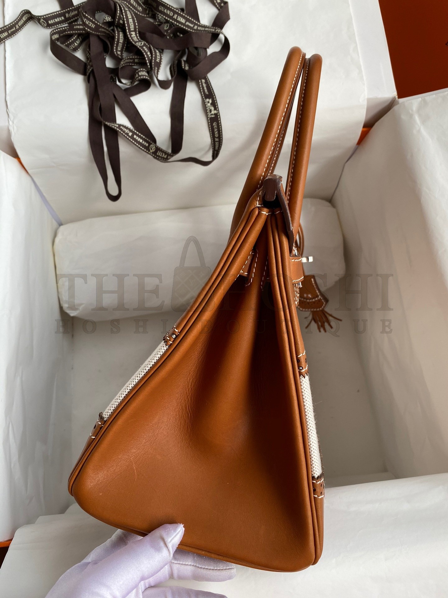 H**me5 Ghillies Birkin 30cm Limited-edition Bag In Toile & Gold Swift Leather Master Quality