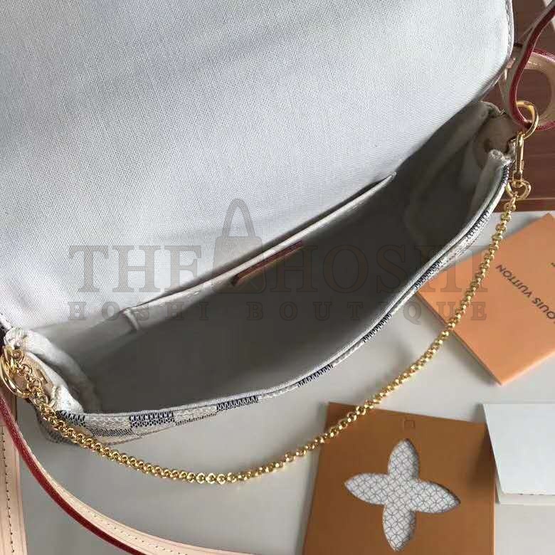 L0vis Vvtt0n LV Women Favorite MM Clutch in Damier Azur Coated Canvas-Beige Master Quality