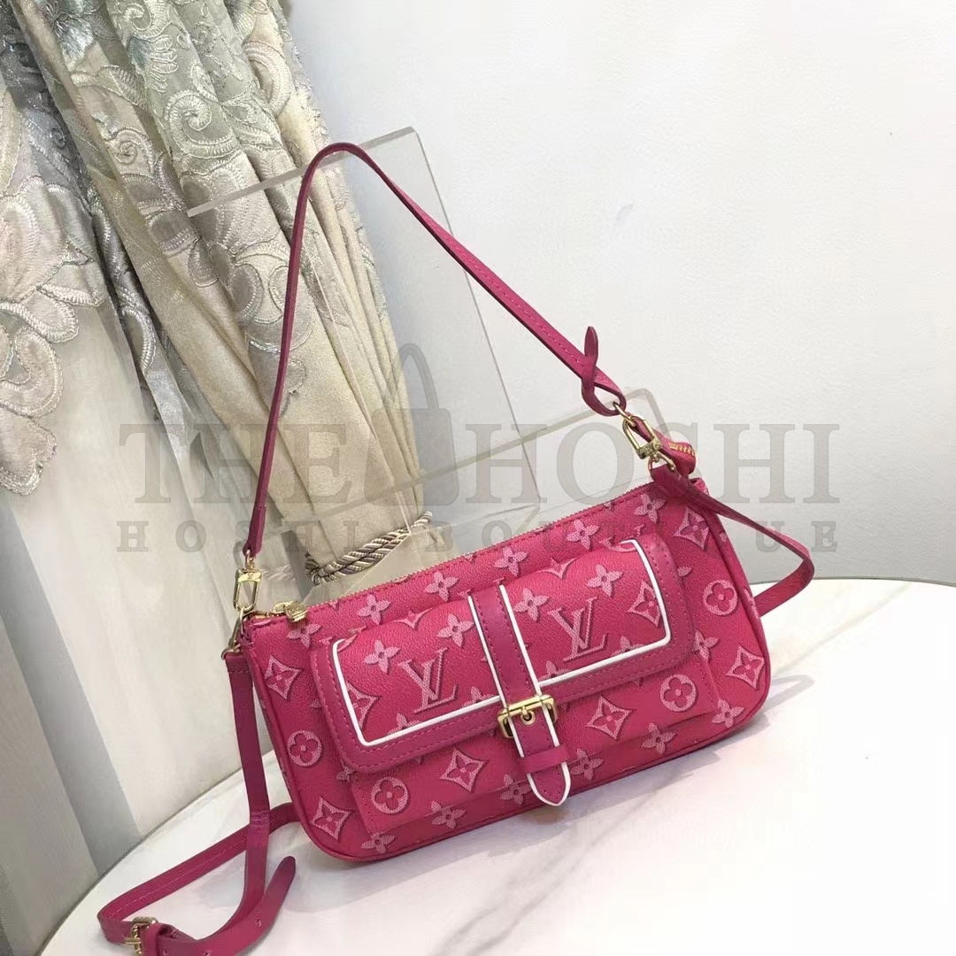 L0vis Vvtt0n LV Women Maxi Multi Pochette Accessoires Handbag Fuchsia Pink Monogram Coated Canvas Master Quality