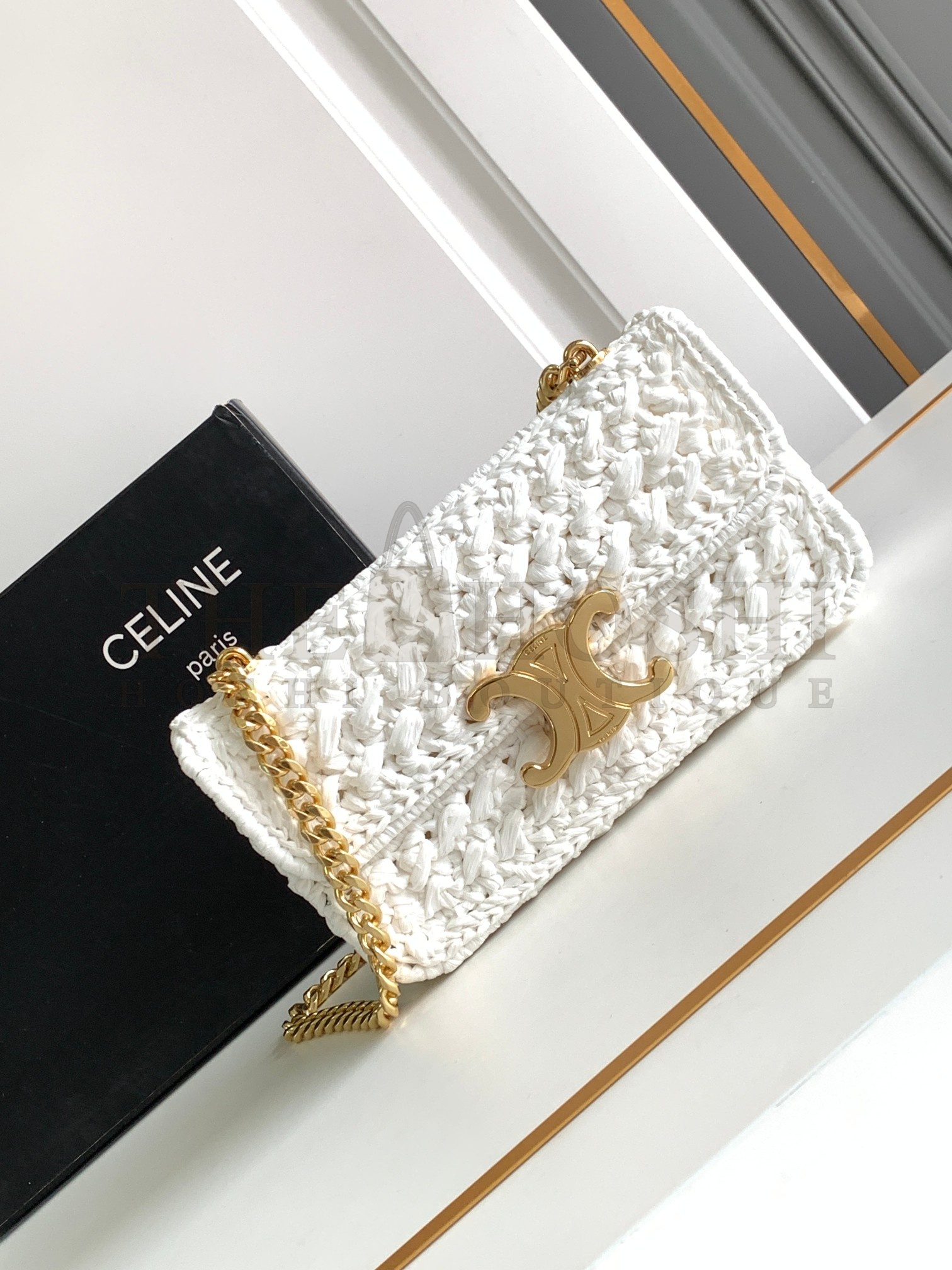 Ce1i*e Raffia Mini Trimophe bag 20.5 X 10.5 X 4 cm Master Quality