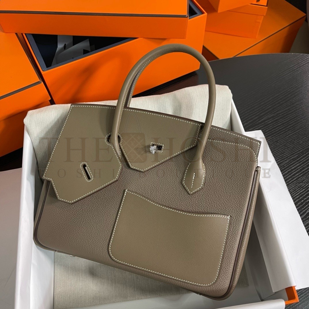 H**me5 Birkin 30 en Desordre Bag in Taupe Swift and Clemence Leather Master Quality
